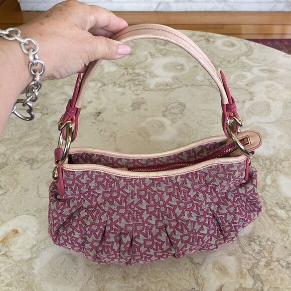 Donna Karan Vintage Monogram& Leather Small Hobo Bag - Picture 3 of 12